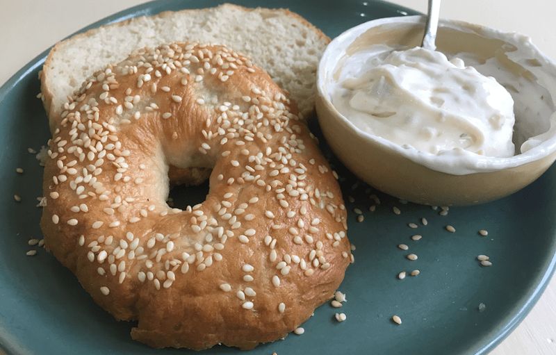 how to top a bagel, walnut cream cheese