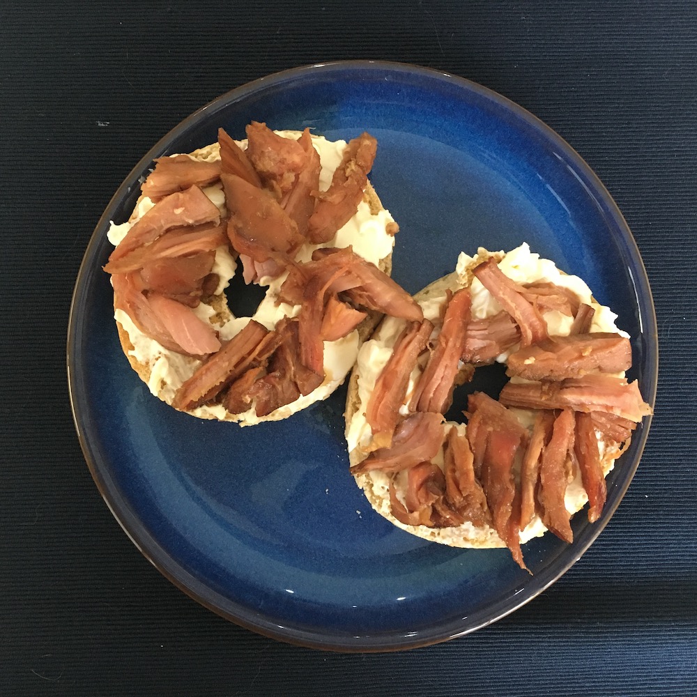 cherry coke ham cream cheese bagel