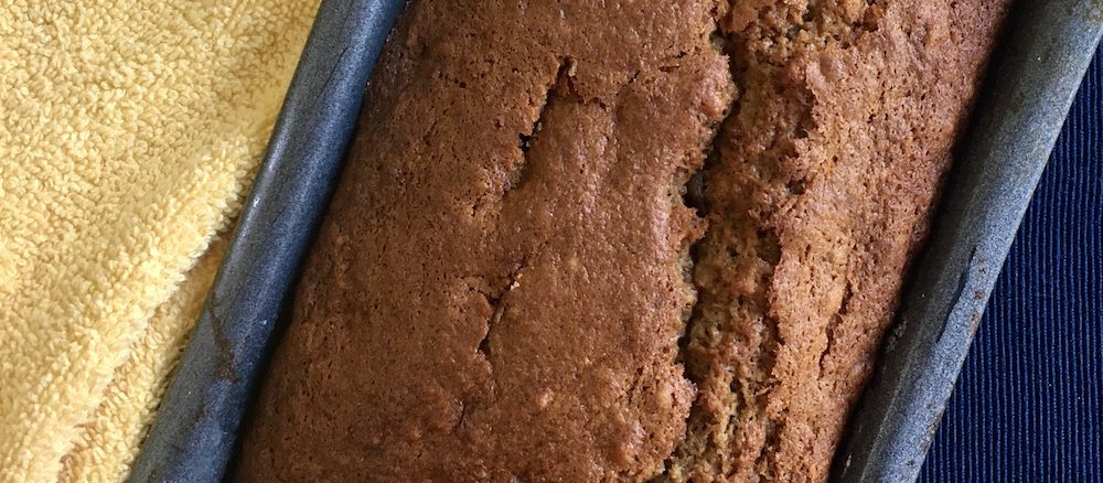 banana bread loaf tin baked